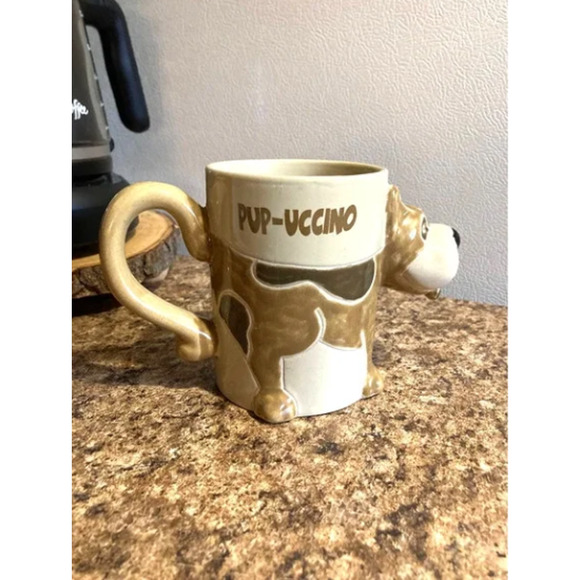 RARE Vintage 3D Pup-uccino Mug - 1970's Puppy Coffee Mug - Brown Dog Cup - Picture 7 of 10